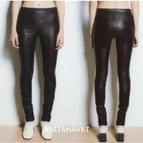 Helmut Lang Stretch Lambskin Leather Leggings sz 6 - Picture 1 of 8